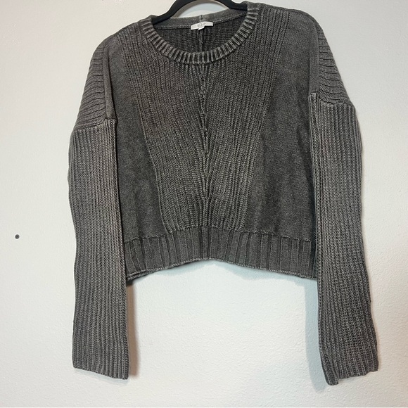 Rails Elsa Knit Sweater Vintage Black Gray Cropped Size Small Slouchy Oversized - Picture 8 of 10